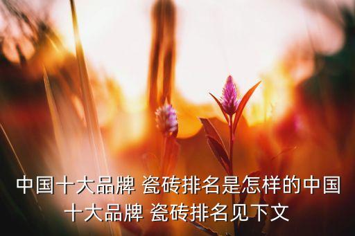 中国十大品牌 瓷砖排名是怎样的中国十大品牌 瓷砖排名见下文