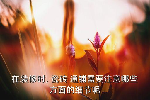 在装修时, 瓷砖 通铺需要注意哪些方面的细节呢