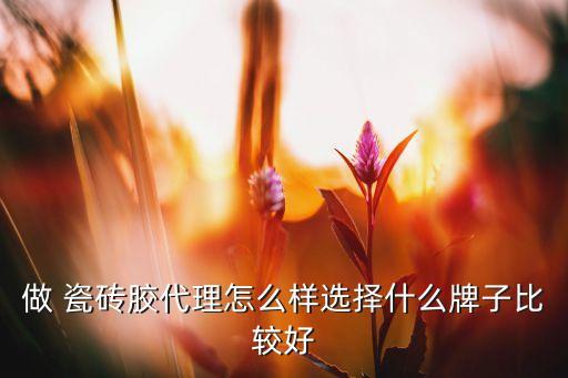 做 瓷砖胶代理怎么样选择什么牌子比较好