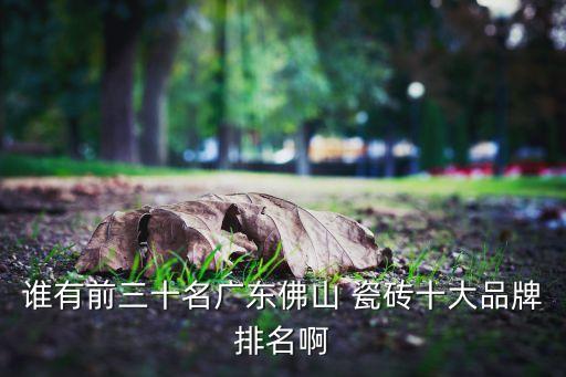 谁有前三十名广东佛山 瓷砖十大品牌排名啊