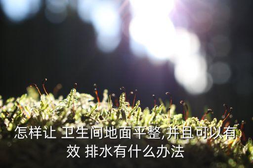 怎样让 卫生间地面平整,并且可以有效 排水有什么办法