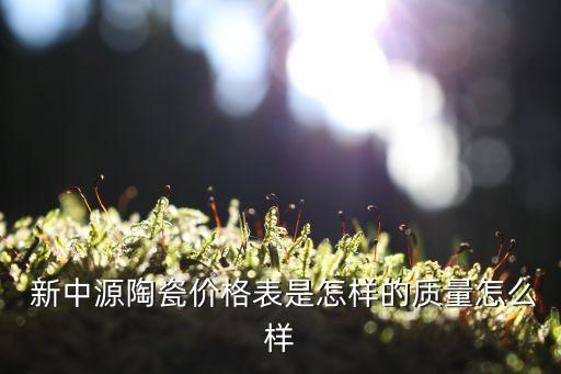  新中源陶瓷价格表是怎样的质量怎么样